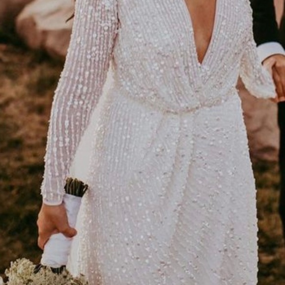 Sequin wedding dress, asos size US 2 - Picture 4 of 6